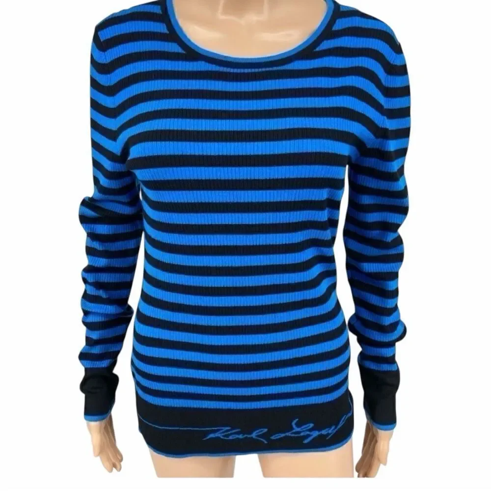 NWT Karl Lagerfeld Paris Signature Stretch Knit Sweater Size M